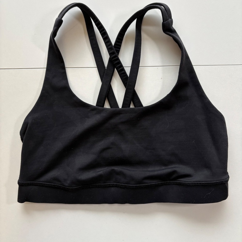 Lululemon Black Strappy Back Sports Bra Women's Size 4 Workout Yoga Athletic‎